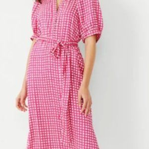 Ann Taylor MP - Pink gingham belted dress, Medium Petite With tags